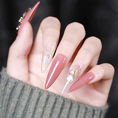Press On Nails Set with 500pcs Long Stiletto Nail Tips Clear Full Cover 5pcs Nail Glues 1pcs Nail File with Case False Nail Fork Nail Kit Acrylic Nail Kit - Image 5