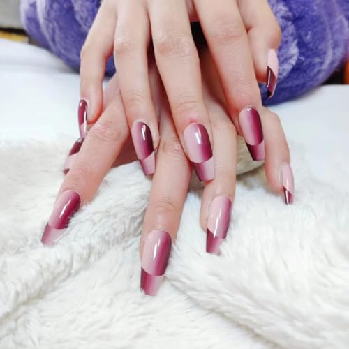press on nails short- Color Press-On Manicure，Gel Nail Kit，reusable pop-uñas postizas, Glue On Nails with Nail Glue，Acrylic Almond Fake Nails （S, Solid Color Cat Eye)