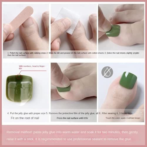 Press On Toenails Toe Tips Fake Nails Short Acrylic Blue Toe Nails Press On Fake Toenails French Tip Press On Nails Glitter Toe Nail Tip Square Stick On Nails False Toenails For Women 24pcs - Image 6