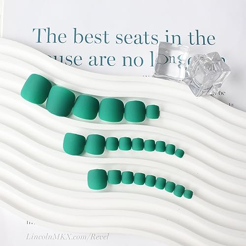 Press on Toenails,Xcreando Neutral Easy Fake Toenails Acrylic Full Cover Gel False Nails Simple Mani for Women Girl Daily Working (matte green) - Image 4