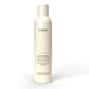 PREVIA Extra Strong No Gas Hairspray - Hair Styling and Finishing Spray with Organic Verbascum Flower (11.8 oz)