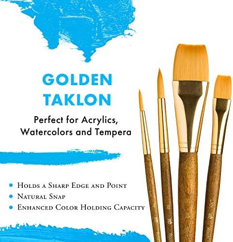 Princeton Real Value, Series 9100, Paint Brush Sets for Acrylic, Oil & Watercolor Painting, Syn-Gold Taklon (Rnd 4, 8, Wash 1/2, 1) - Image 4