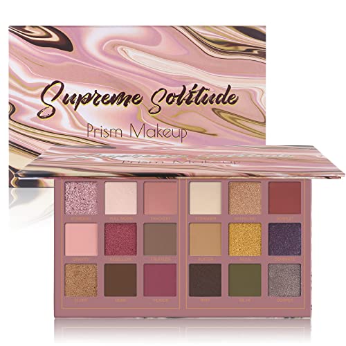 Prism Makeup Matte Eyeshadow Palette Pro 18 Colors Pigmented Shimmer Glitter Eye Shadow Palette, Blendable Long Lasting Waterproof Makeup Cosmetics Halloween Makeup Kit (02# Solitude)