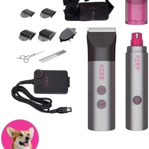 Professional Dog Grooming Kit, Low Noise Dog Clippers for Grooming & Dog Nail Grinder, 20V Powershare Freedom, Portable Pet Grooming System (Battery & Charger Included)
