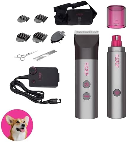 Professional Dog Grooming Kit, Low Noise Dog Clippers for Grooming & Dog Nail Grinder, 20V Powershare Freedom, Portable Pet Grooming System (Battery & Charger Included)