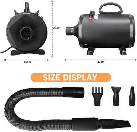 Professional High Velocity Dog Grooming Dryer, 2800W, Adjustable Speed & Heat, 3 Nozzles Included - Image 7