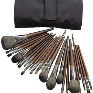 Professional Makeup Apron, 24 Pcs Professional Premium Synthetic Bionic Fiber Foundation Powder Concealers Eye Shadows Makeup Brushes Set The brush feels comfortable