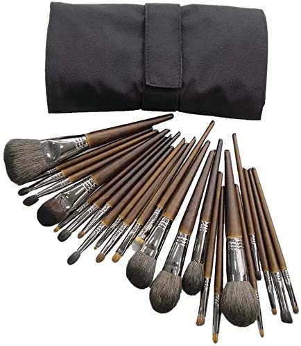 Professional Makeup Apron, 24 Pcs Professional Premium Synthetic Bionic Fiber Foundation Powder Concealers Eye Shadows Makeup Brushes Set The brush feels comfortable