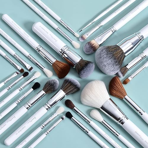Professional Makeup Artist Brushes Set 26Pcs Real Natural Goat Hair Labeled White Makeup Brush Set with Foundation Powder blush concealer blending eyeshadow contour make up brushes set By Bueart Desig - Image 3