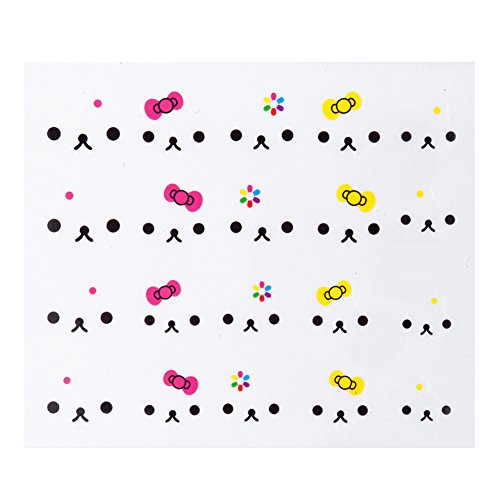Professional Nail Art Salon Quality Card of 20pcs Stickers / Decals Decorations With Lady Bears Faces Designs / Patterns In Mixed Colors By VAGA - Image 2