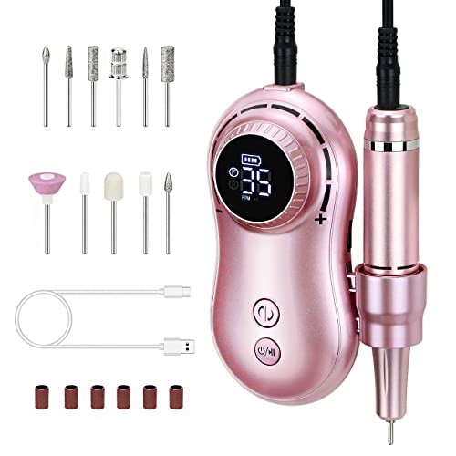 Professional Nail Drill 35000 RPM Rechargeable Electric Nail Drill Machine Portable Acrylic Nail Drill with 11 Pcs Nail Drill Bits for Acrylic Nails, Gel Nails, Manicure Pedicure Polishing - Image 9