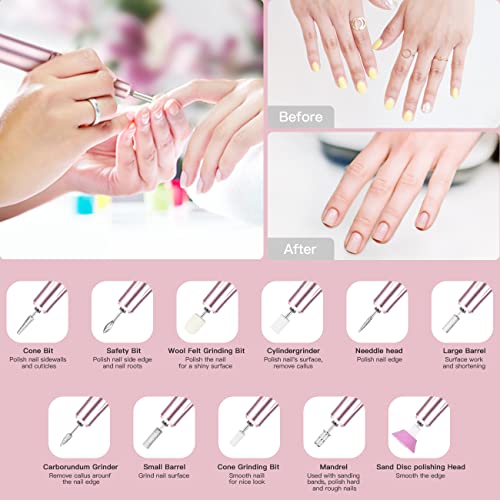 Professional Nail Drill 35000 RPM Rechargeable Electric Nail Drill Machine Portable Acrylic Nail Drill with 11 Pcs Nail Drill Bits for Acrylic Nails, Gel Nails, Manicure Pedicure Polishing - Image 2