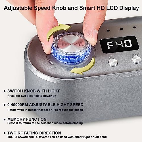 Professional Nail Drill Kit with Nail Curing Lamp,Electric Nail Filer Kit for Acrylic Nails,LCD Display Nail Drill Machine Manicure Pedicure Tool for Home Salon Use-Grey - Image 3