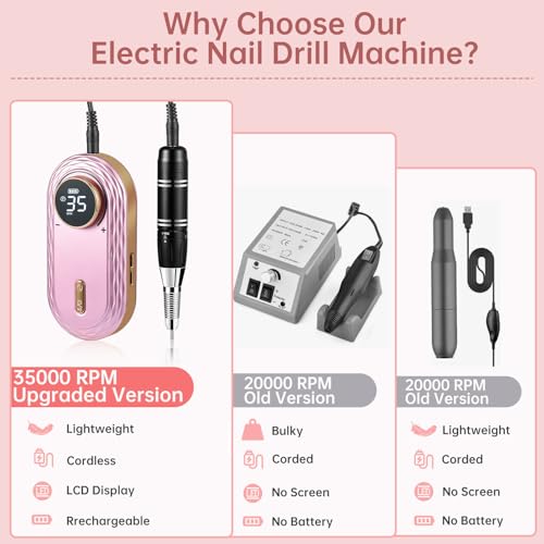 Rechargeable 35000RPM Professional Nail Drill Machine with LCD Display and 11 Bits - Image 2