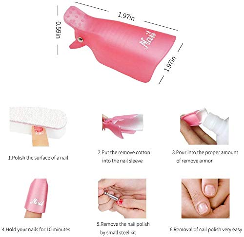 Professional Nail Polish Remover Tools Kit Set/10 Pcs Nail Polish Remover Clips/800 Pieces Nail Polish Remover Cotton Pads/1 Pc 100/180 Nail File/1 Pc Spoon Steel Nail Cleaner Tool - Image 4