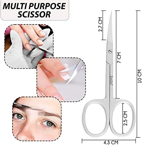 Professional Nail Scissors, Stainless Steel Manicure Scissors, Sharp Cuticle Scissors, Multi-Purpose Curved Small Scissors Beauty for Manicure, Eyelashes, Eyebrow, Toenail for Women and Men - Image 2