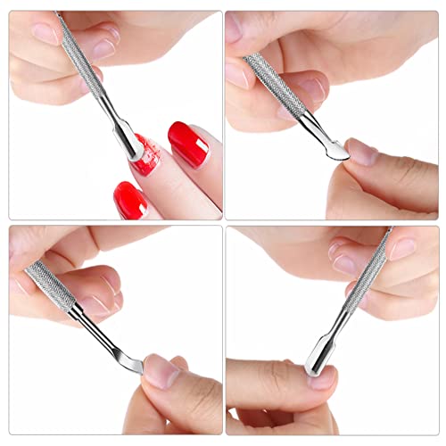 Professional Stainless Steel Cuticle Pusher Set Tools and Manicure Pedicure Salon Kit Medical Grade Dual Sided Cuticle Nippers Cleaners Gel Nail Polish Removers Peeler Scraper Nail Art Care (6 Pieces) - Image 6