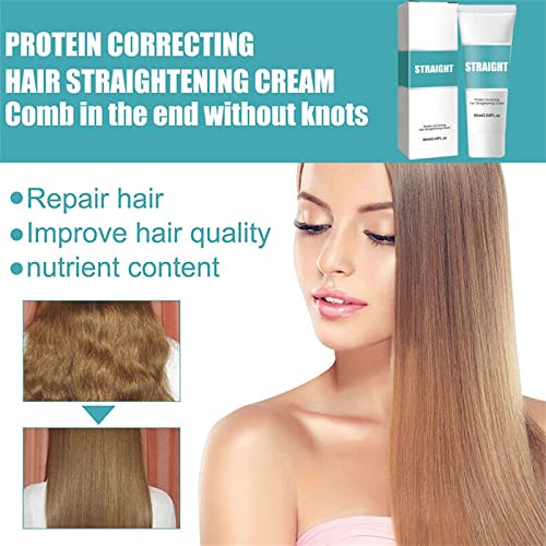 Protein Hair Straightening Cream, 2023 New Protein Correcting Hair Straightening Cream, Nourishing Smoothing Collagen Hair Straightener Cream, Curly Hair Straightening Cream for All Hair Types - Image 5