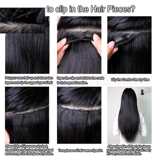 PU Clip ins Extensions Human Hair Straight Seamless Clip In Human Hair Extensions Natural Color Brazilian Skin Weft Clip-on Hair 120g/set for Woman (12inch, 1set 120g) - Image 6