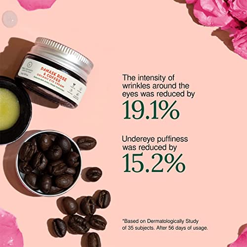 PUB Damask Rose & Coffee Under Eye Cream, 5 g, Caffeine-rich Eye Cream for Dark Circles, Fine Lines & Puffy Under Eyes - Certified Organic Night Eye Cream - Image 2