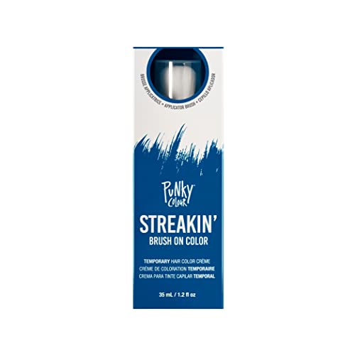 Punky Colour Streakin' Brush on Color Navy, Temporary Hair Color Creme, Instant, DIY Hairstyle, Vibrant, Soft Hold, Men Women Kids, Easy-Squeeze Tube, 1.2 fl oz