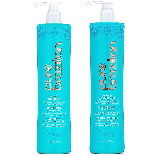 Pure Brazilian - Anti Frizz Daily Shampoo With Pump (1 Liter/33.8 Fl. Ounces) and Anti-Frizz Daily Conditioner With Pump (1 Liter/33.8 Fl. Ounces)