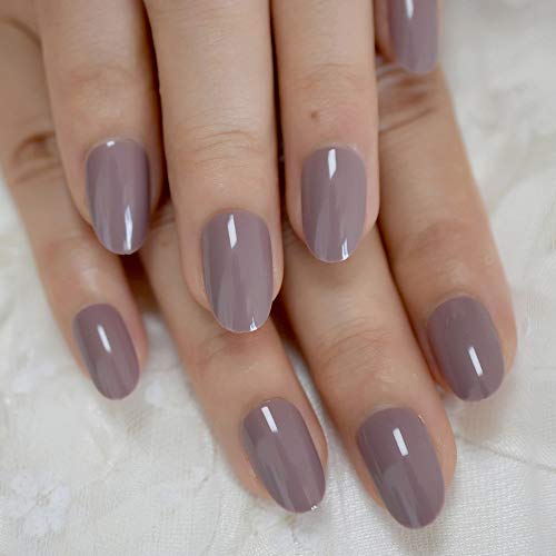 Pure Color Nails Gel Polish Tips Light Taro Purple Glossy Nail False Nail Tips 24 Ct