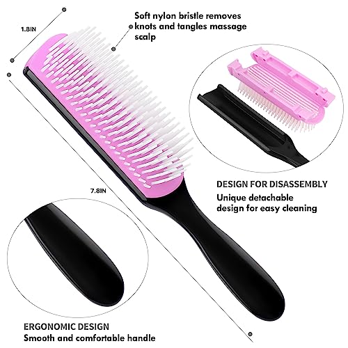 Purple 4-Piece Detangling Curly Hair Brush Set for Adults and Kids - Image 5