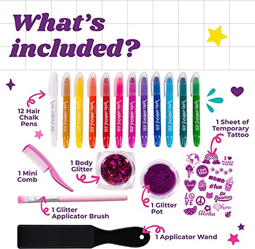 PURPLE LADYBUG 12 Colors Washable Hair Chalk for Girls, Temporary Hair Color for Kids - Gift for Tweens & Teens, 8 9 10 11 12 Year Old Girl Gift Ideas, Birthday Teen Girl Gifts - Image 2