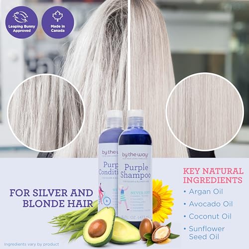 Purple Shampoo by The BTW Co. for Silver, Gray and Blonde Hair: Brighten and Remove Yellowing or Brassy Tones with No Sulfates, No Parabens – 16 ounce – Cruelty-Free for Color-Treated and Natural Hair - Image 4