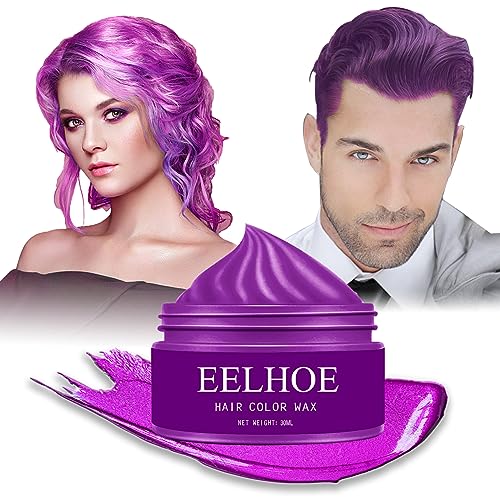 Purple Temporary Hair Dye Wax, Purple Hair Wax Hair Dye Non-Toxic Instant Hair Color Cream Washable Natural Hairstyle Temporary Hair Color Dye For Men And Women Party Cosplay Halloween DIY (Purple)