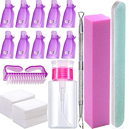Qdsuh 500 Nail Polish Remover Pads and Clips Kit for Effortless Salon-Quality Removal