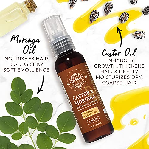 Qhemet Biologics Castor Oil Collection for Maximum Moisture & Growth - Includes Castor & Amla Nourishing Pomade, Amla & Olive Heavy Cream, Castor & Moringa Softening Serum - 3-Piece Haircare Set - Image 2