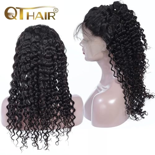 QTHAIR 14A Deep Wave Lace Front Wigs Human Hair 150% Density 13x4 HD Trasparent Lace Frontal Wigs Human Hair 100% Human Hair Deep Curly Lace Frontal Wigs Human Hair Natural Color (18 Inch) - Image 9