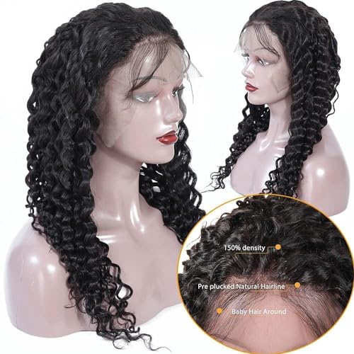 QTHAIR 14A Deep Wave Lace Front Wigs Human Hair 150% Density 13x4 HD Trasparent Lace Frontal Wigs Human Hair 100% Human Hair Deep Curly Lace Frontal Wigs Human Hair Natural Color (18 Inch) - Image 8