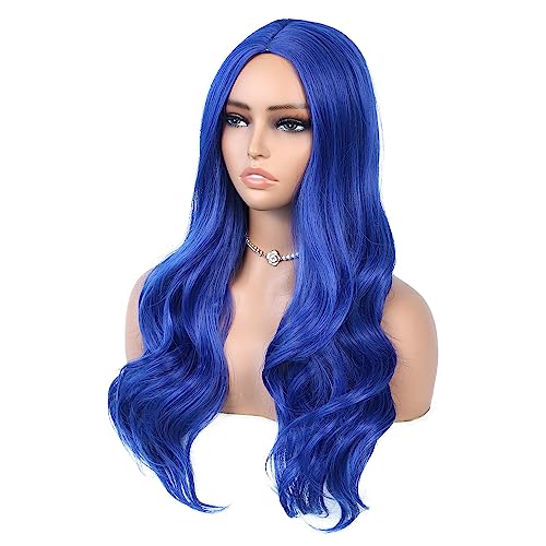 Quantum Love Long Blue Wavy Wigs Long Curly Dark Blue Wig for Women Middle Part Natural Looking Synthetic Hair for Daily Party Use - Image 8