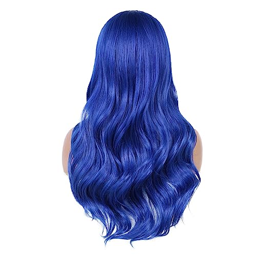 Quantum Love Long Blue Wavy Wigs Long Curly Dark Blue Wig for Women Middle Part Natural Looking Synthetic Hair for Daily Party Use - Image 4