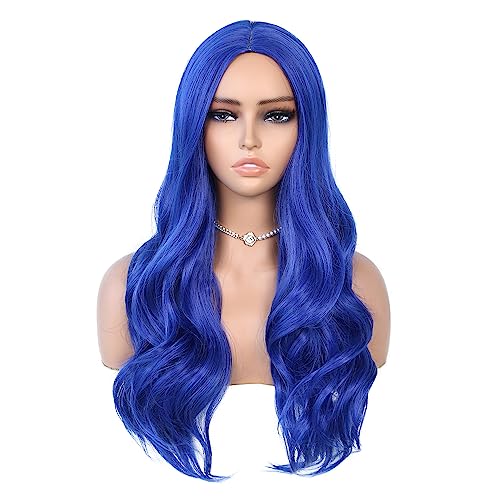Quantum Love Long Blue Wavy Wigs Long Curly Dark Blue Wig for Women Middle Part Natural Looking Synthetic Hair for Daily Party Use - Image 2