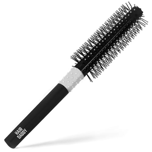 Quiff Roller Brush - Round Hair Brush for Men and Women Volumizes and Styles Rockabilly and Pompadour Hairstyles - 304 Ball Tipped Bristles on a Non-Slip Handle with Thumb Grip