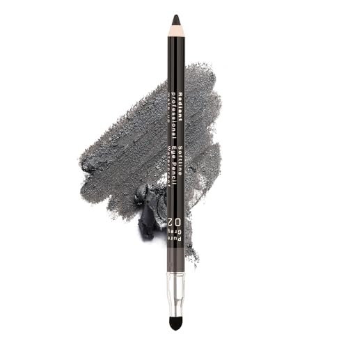Radiant Professional Softline Waterproof Eye Pencil with Smudging Tool - Long Lasting Under Eye Liner for Women, For the Perfect Smoky Eye, Pure Grey (02)