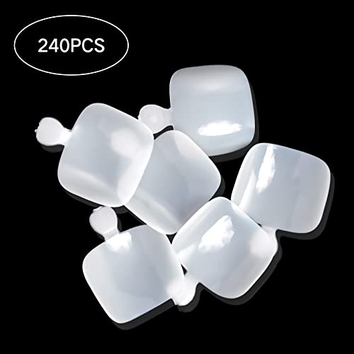Ranrose Square Toe Nail Tips - 120Pcs Full Cover Soft Gel Tips Full Matte & 240PC Full Cover Acrylic Toenails 12 Sizes White False Toe Foot Short Press on Artificial Fake Toenails for Salon DIY - Image 8