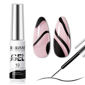 RARJSM 8ml Black Nail Art Gel Polish with Thin Brush for DIY French Manicure