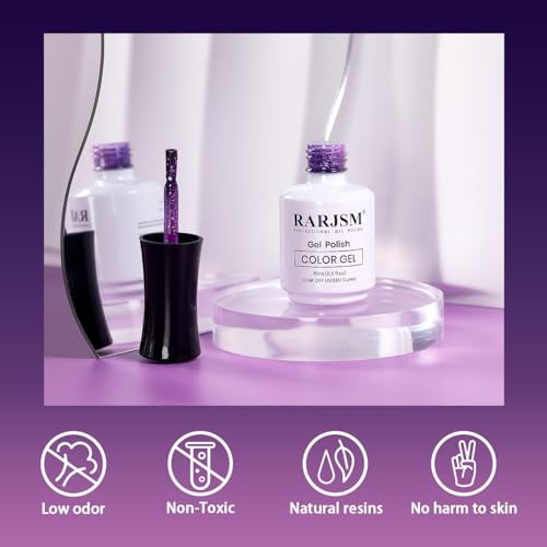 RARJSM Color Changing Gel Nail Polish 15ML Deep Purple to Light Purple Glitter Temperature Change Gel Polish Soak off UV Thermal Mood Changing Gel nail polish for Home Salon Manicure Nail Art - Image 5