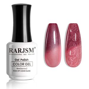 RARJSM Color Changing Gel Nail Polish,1Pcs 15ML Burgundy Red Mood Temperature Change Colors Pearlescent Shell Gel Polish Soak off UV LED for Salon Home DIY Nail Art Manicure