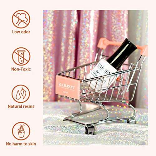 RARJSM Glitter Gel Nail Polish Rose Gold Sparkly Iridescent Rainbow Shimmer Clear Pink Holographic Nail Gel Polish Soak off Led UV Curing Required 15ml High Pigments Gel for Home Manicure Nail Art - Image 5