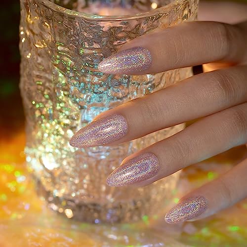 RARJSM Holographic Gel Nail Polish Light Purple Pink Rainbow Glitter Reflective Iridescent Gel Polish Curing Required Unicorn Mirror Chrome Laser Effect Soak off for Summer Salon Home Manicure 7.5ML - Image 2