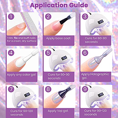 RARJSM Holographic Nail Polish Rose Gold Gel Nail Polish with Mermaid Unicorn Effect Glitter Gel Nail Polish RAR73 Suitable for Spring Summer - Image 8