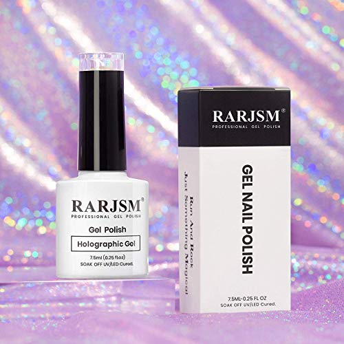 RARJSM Holographic Nail Polish Rose Gold Gel Nail Polish with Mermaid Unicorn Effect Glitter Gel Nail Polish RAR73 Suitable for Spring Summer - Image 10
