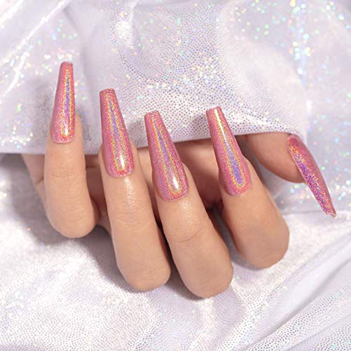 RARJSM Holographic Nail Polish Rose Gold Gel Nail Polish with Mermaid Unicorn Effect Glitter Gel Nail Polish RAR73 Suitable for Spring Summer - Image 5