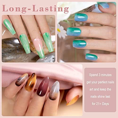 RARJSM Jelly Gel Nail Polish Set 20 Colors with Blooming Gel Polish Glossy Top and Base Coat Summer Netural Sheer Transparent Pink Orange Brown Black Green Color Kit 5ml UV LED Curing Need Soak off - Image 5